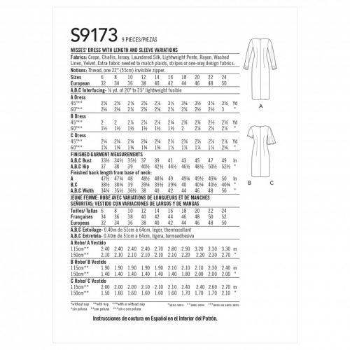 Simplicity Sewing Pattern 9173, Dresses for Women, H5 (6-8-10-12-14) - Intermediate