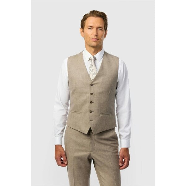 Ted Baker Tailored Fit Oatmeal Stretch Flannel Waistcoat