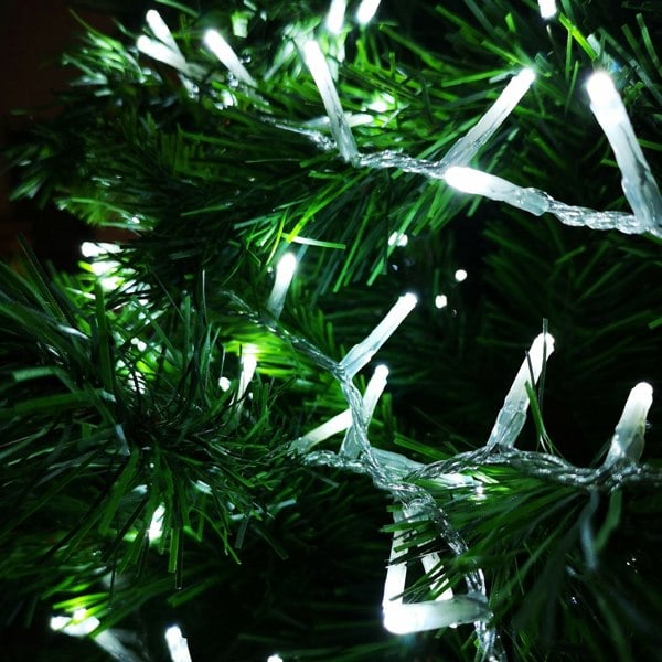 Samuel Alexander 1000 LED 25m Indoor Outdoor Christmas Multi Function Mains Operated String Lights with Timer & Clear Cable in Cool White