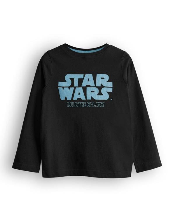 Star Wars Boys Black Foil Print Long Sleeve Long Leg Pyjama Set [dis]