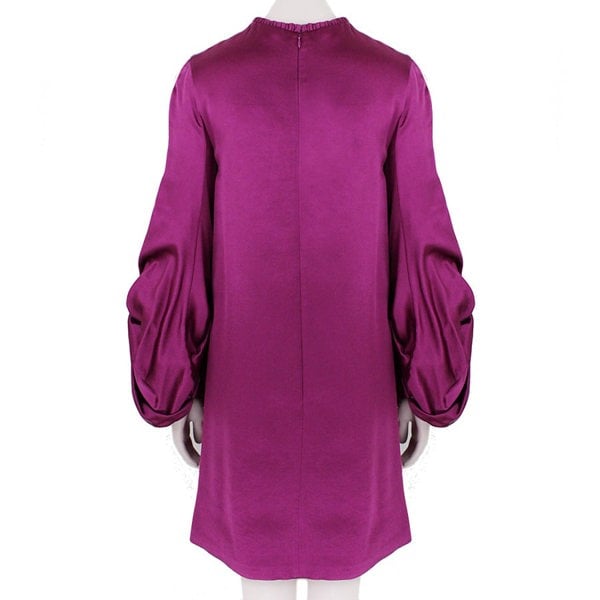Alexander McQueen luxurious silk satin tunic dress in a rich byzantium purple