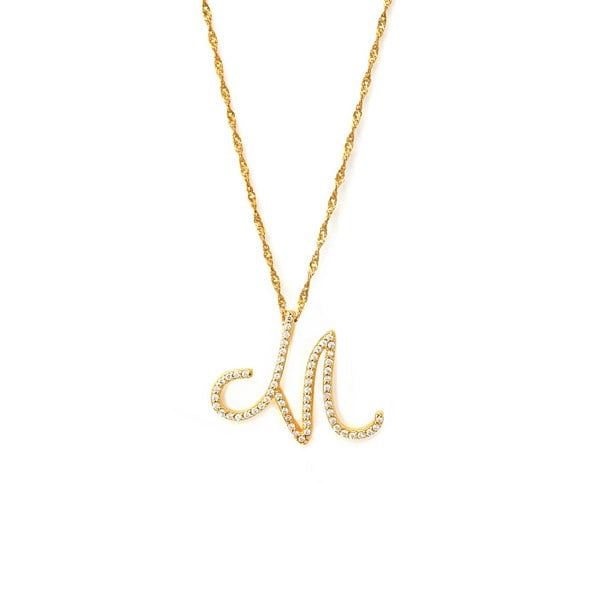 Say It With Luxe CZ Initial Necklace - Yellow Gold Plated