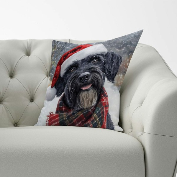 Warren Reed Christmas Giant Schnauzer Cushion