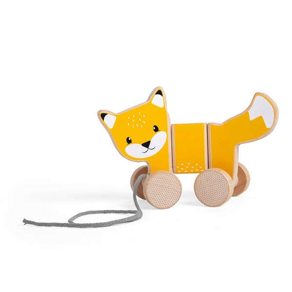 Bigjigs Toys Wooden Fox Pull Along Toy With Grey Cord