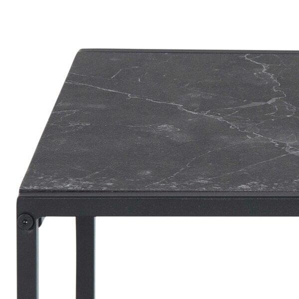Wyld Haus Set of 2 Holbaeck Black Marble Effect Square Nesting Coffee Tables