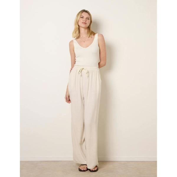 Blue Vanilla Linen-Blend Drawstring Trousers