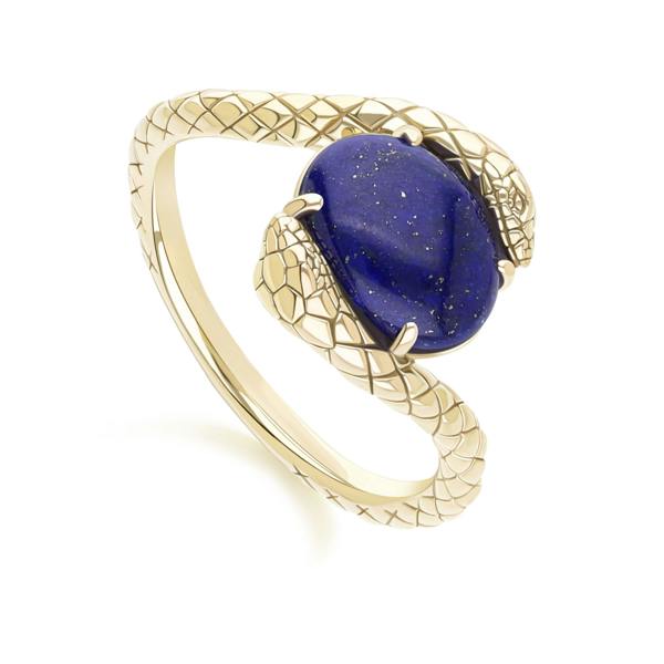 Gemondo ECFEW™ Oval Lapis Lazuli by pass snake set cabochon ring in gold vermeil sterling silver