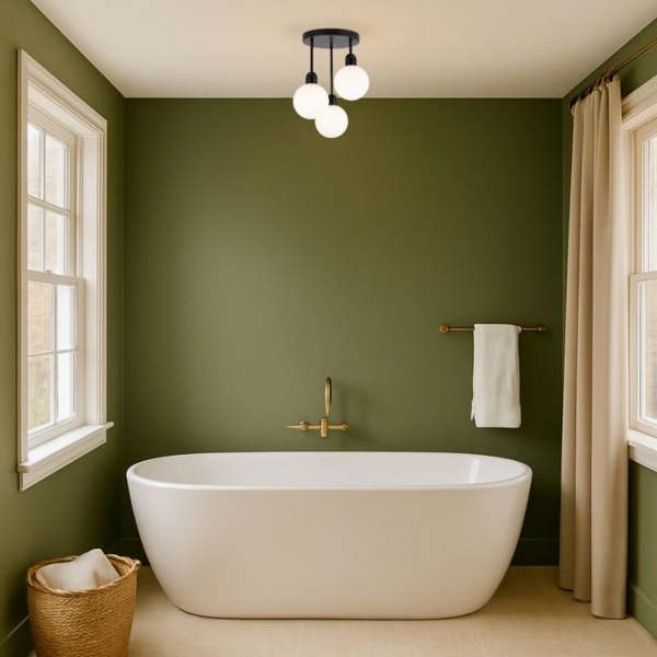 COSYLYTE Broome Bathroom 3 Light Opal Glass Ceiling Light