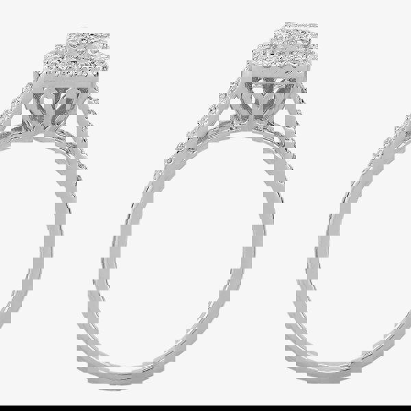 T. H. Baker 9ct White Gold 0.50ct Diamond Split Shouldered Square Cluster Ring TH012516R