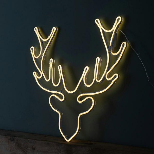 Samuel Alexander 58cm Light up Neon Flex Christmas Reindeer Head with Warm White LEDs