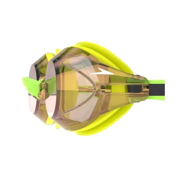 Speedo Vanquisher 3.0 mirrored swim goggle in neon green and black