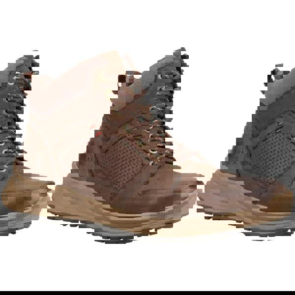 Hush Puppies Arnie Ankle Lace Up Leather Boots, brown leather ankle boots with perforated side panels and laces for a stylish and comfortable fit.