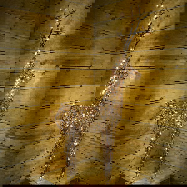 Samuel Alexander 1m (53") Brown Outdoor Standing Wicker Reindeer Decoration With LED Lights