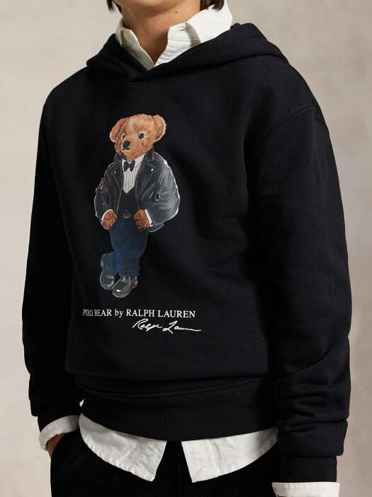 Ralph Lauren Kids Ralph Lauren Boys Polo Bear Hoodie in Black