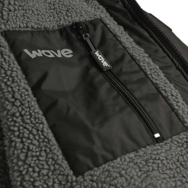 Fleece-Lined Changing Robe | Unisex | Black & Grey - Wave Spas Inflatable, foam Hot Tubs