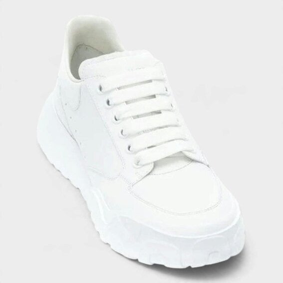 Alexander McQueen Logo Court Trainers White Leather