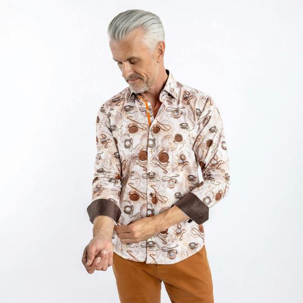 VINTAGE POCKET WATCH PRINT SHIRT - Premium Men's Patterned Shirt by Claudio Lugli | Bold Design, Tailored Fit, Best Printed Shirts