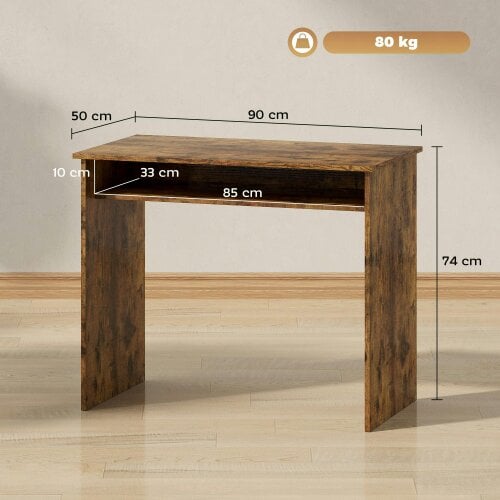 Wyld Haus Nonoel 90cm Wooden Wood Effect Box Style Work Desk With Shelving