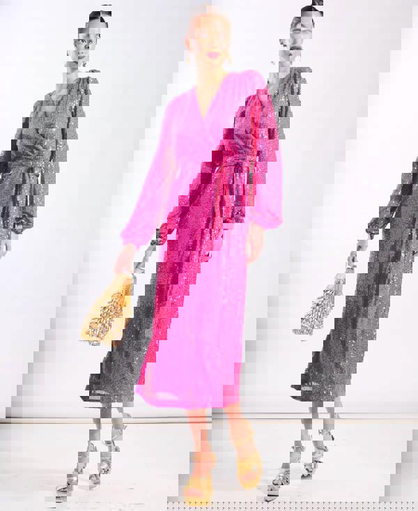 Pink Sequin Wrap Dress