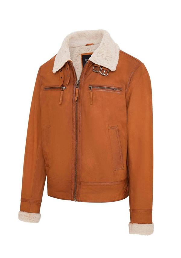 Infinity Leather Mens Real Sheep Suede Bomber Aviator Jacket - Sandnes