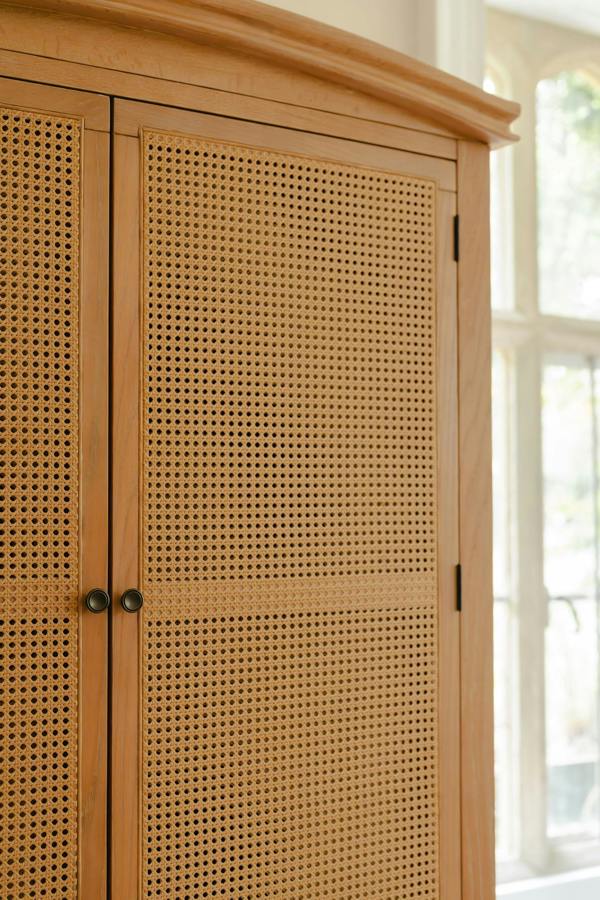 Statement Furniture Louis Large French Combi Wardrobe with Cane Rattan Doors and Drawer