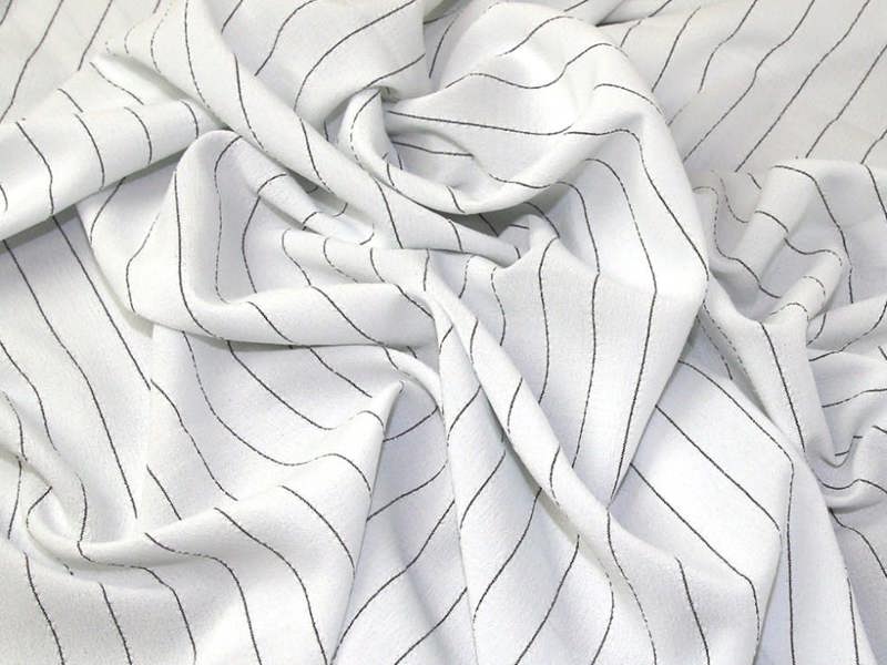 Minerva Core Range Deadstock Linen Look Suiting Fabric - Stripes Design Dressmaking Fabric, 145 cm / 58" Wide - per metre
