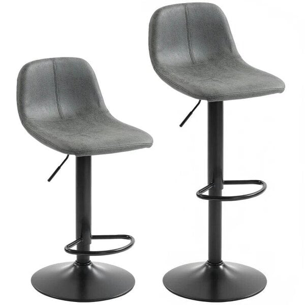 Bar Stools Set of 2, Modern Swivel Barstools with Footrest for Kitchen Island and Dining Room, Grey