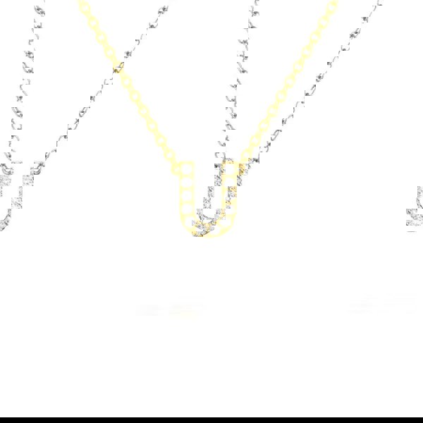 Say It With Dainty CZ Block Initial Necklace - Yellow Gold Plated