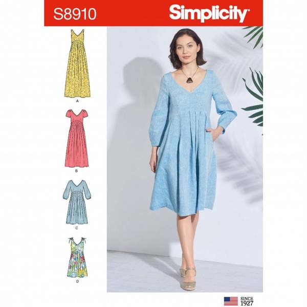 Simplicity Sewing Pattern 8910, Dresses for Women, H5 (6-8-10-12-14) - Intermediate