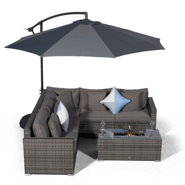 Giardino Havana 5 Seat Rattan Corner Sofa Set with Drinks Cooler Coffee Table