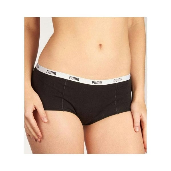 Puma 2-Pack Striped Logo Mid-Rise Mini Shorts, Black