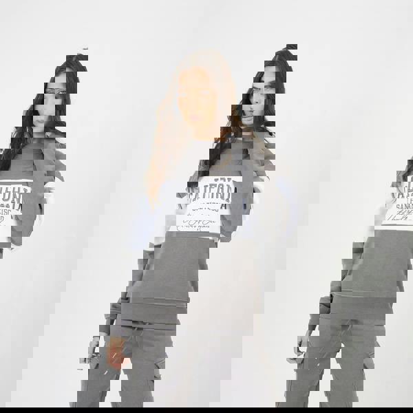 Brave Soul Grey Contrast Stripe Panel Crew Neck Sweatshirt - Grey Image 1