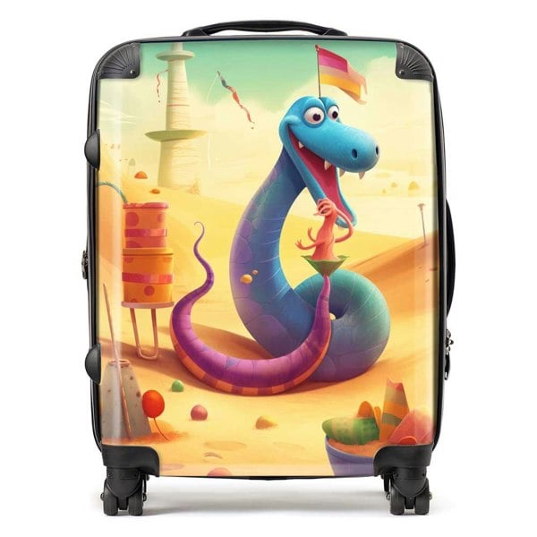 Warren Reed Snake On A Beach Holiday Suitcase