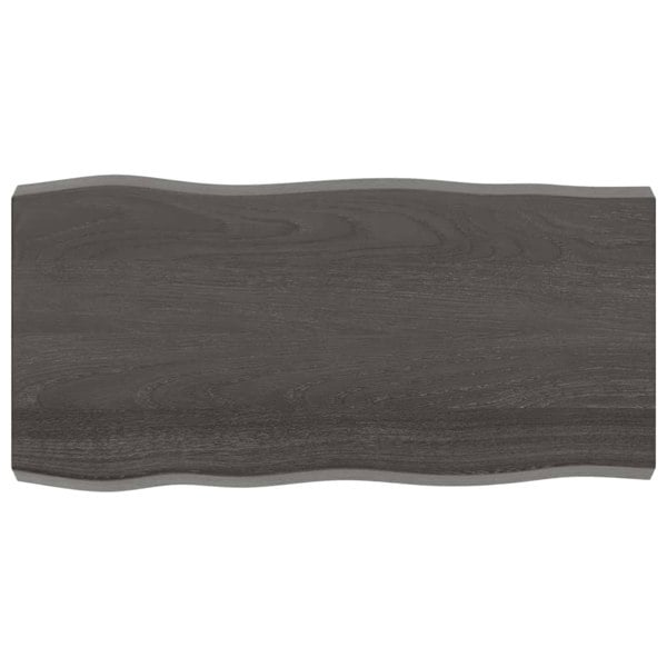 Berkfield Table Top Dark Grey 100x50x6 cm Treated Solid Wood Oak Live Edge