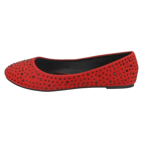 Spot On Ladies Spot On Flat Diamante Ballerinas