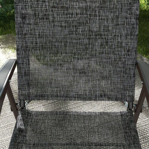 Wyld Haus Hael Set Of 2 Metal Grey Folding Garden Chairs With Fabric Mesh Seats