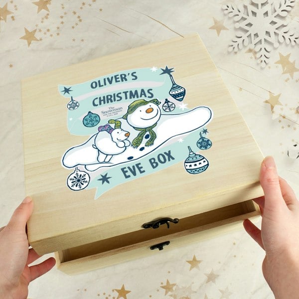Personalised Memento Company Personalised The Snowman and the Snowdog Large Wooden Christmas Eve Box