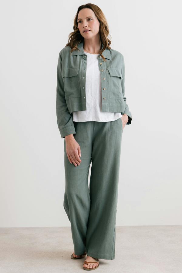 Lily & Me Grasslands Linen Blend Jacket Laurel
