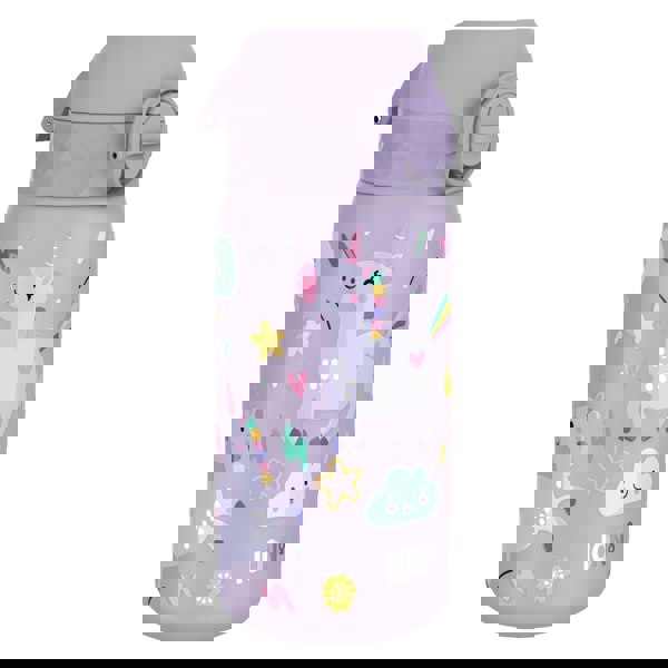 ION8 Leak Proof Kids Water Bottle, Stainless Steel, Purple Unicorns, 400ml (13oz)