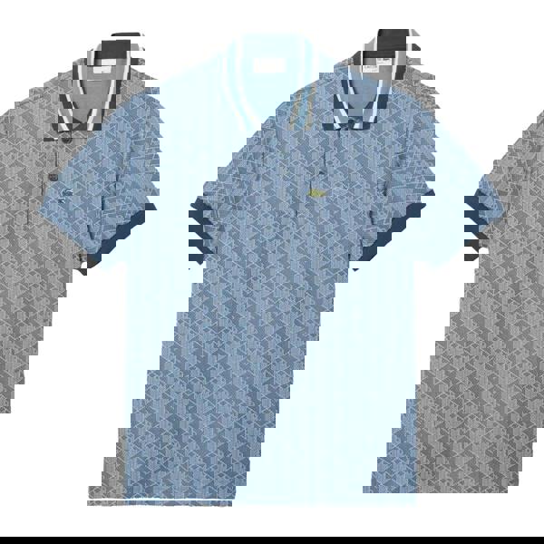 Lacoste Mens Monogram Jacquard Classic Polo Shirt - Blue