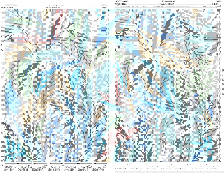 Origin Murals Patterned Leaves Wall Mural Washed Denim