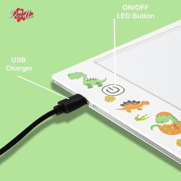 Aquarius Doodle A4 Ultra-Thin LED Dinosaur Tracing Pad, USB Powered Light Box for Art