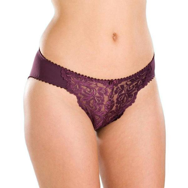 Camille Women's Midi Briefs in Purple Floral Lace Knickers 3 Pack Set