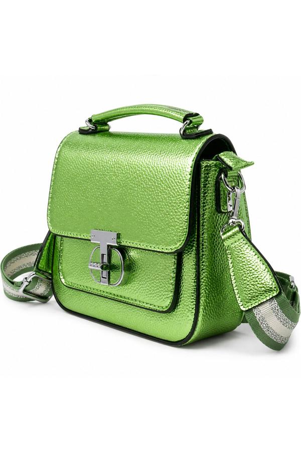 Kitise Metallic Crossbody Bag with Adjustable Wide Strap Turn Lock