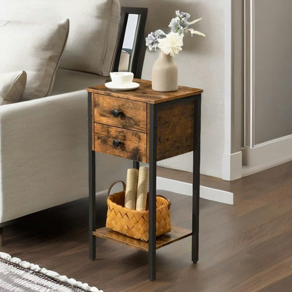 Rafaelo Mobilia Slim Side Table with 2 Drawers