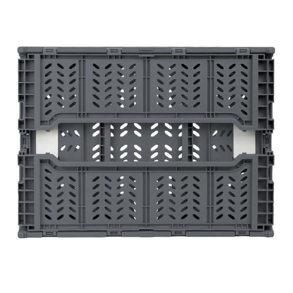 JVL STACKIT - Plastic Foldable Storage Crate - 14.5L - Grey