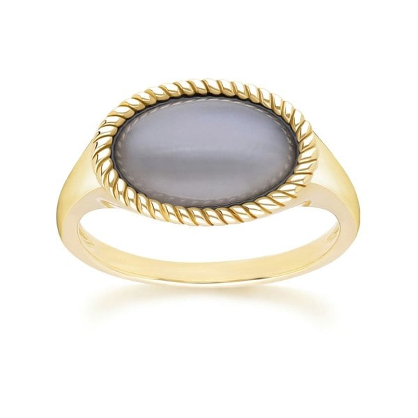 Gemondo Classic Oval Black Moonstone Ring in 9ct Yellow Gold