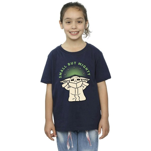 Star Wars Girls The Mandalorian Small But Mighty Grogu Cotton T-Shirt - Navy Blue