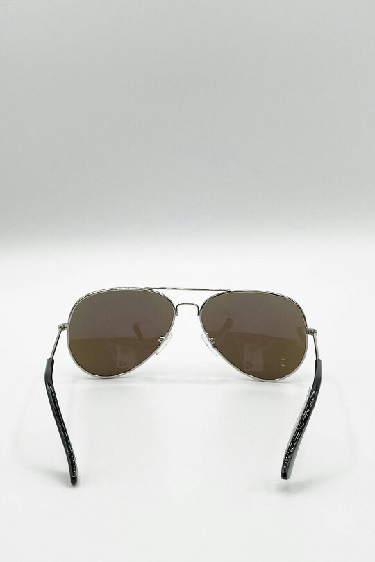 SVNX Kids Aviator Sunglasses Silver Frame With Blue Mirrored Lenses