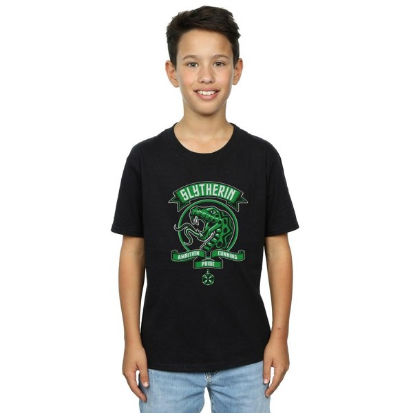 Harry Potter Boys Slytherin Toon Crest T-Shirt - Black